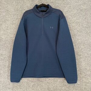 Under Armour Sweatshirt Mens 2XL XXL Blue ColdGear Fleece 1/4 Zip Sweater